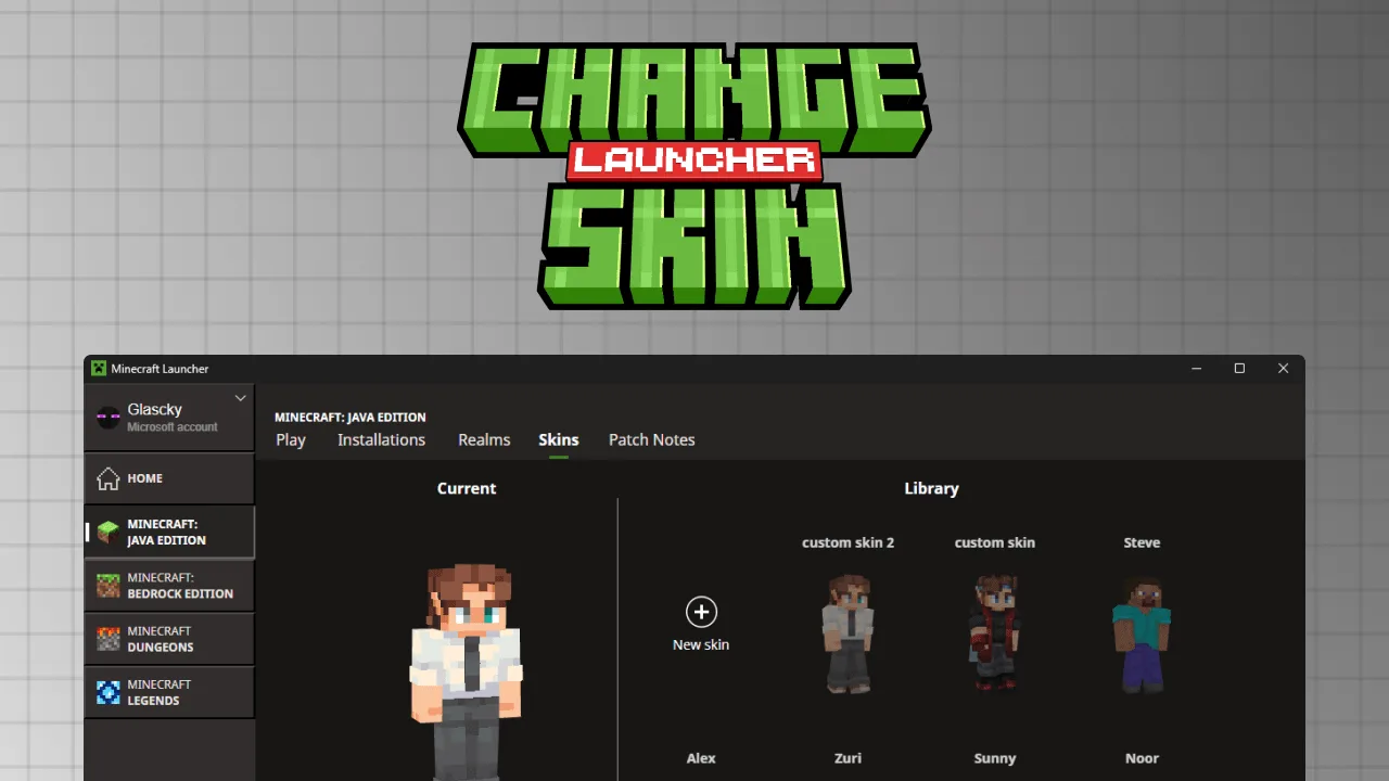 How to change your Minecraft skin in the launcher